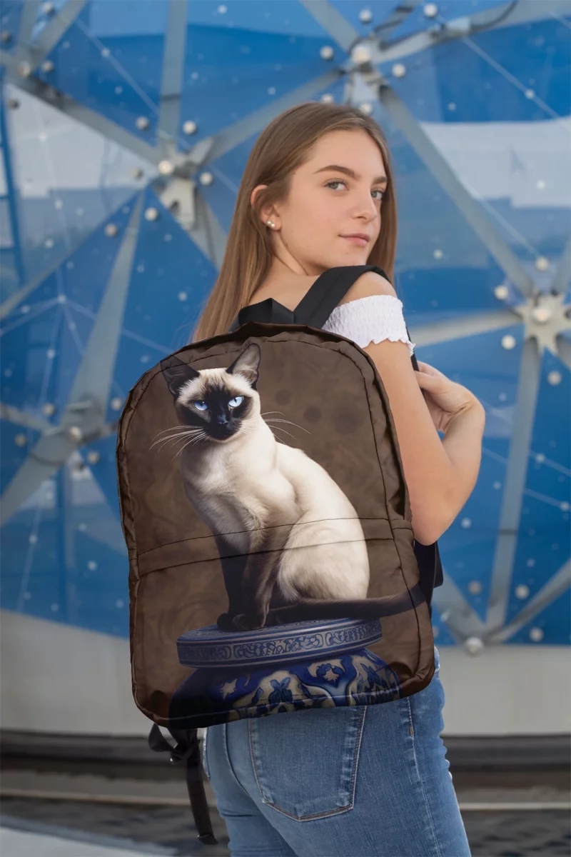 Regal Siamese Cat Portrait Minimalist Backpack 2