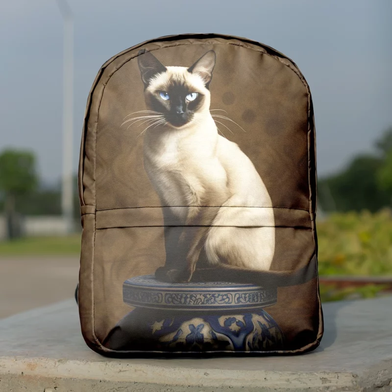 Regal Siamese Cat Portrait Minimalist Backpack