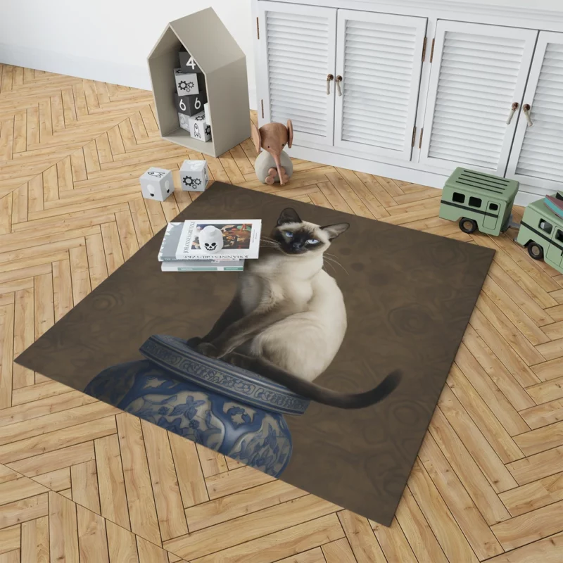 Regal Siamese Cat Portrait Rug 1