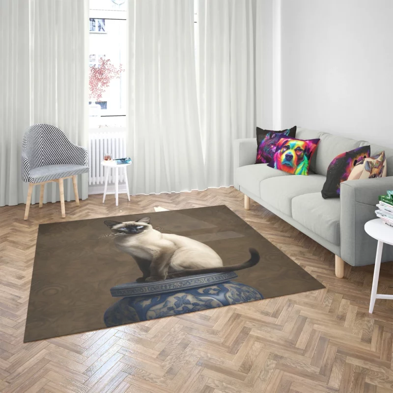 Regal Siamese Cat Portrait Rug 2