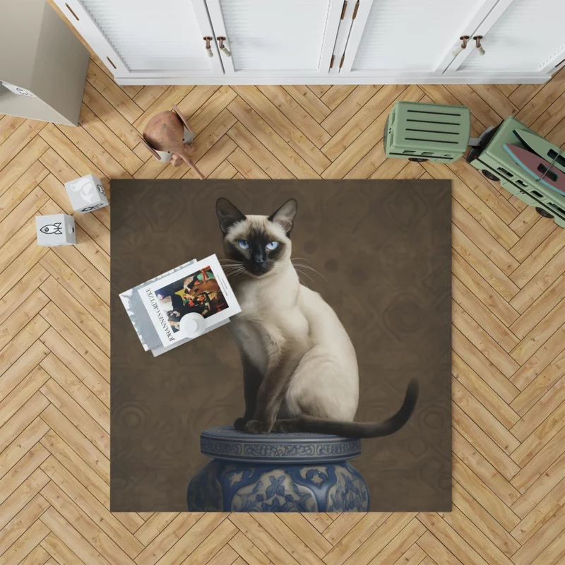 Regal Siamese Cat Portrait Rug