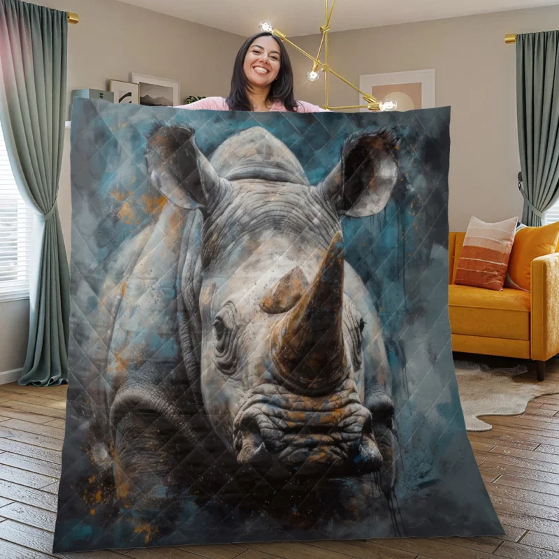 Rhino Photography Quilt Blanket