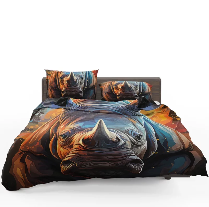 Rhino Silhouette Artwork Bedding Set 1