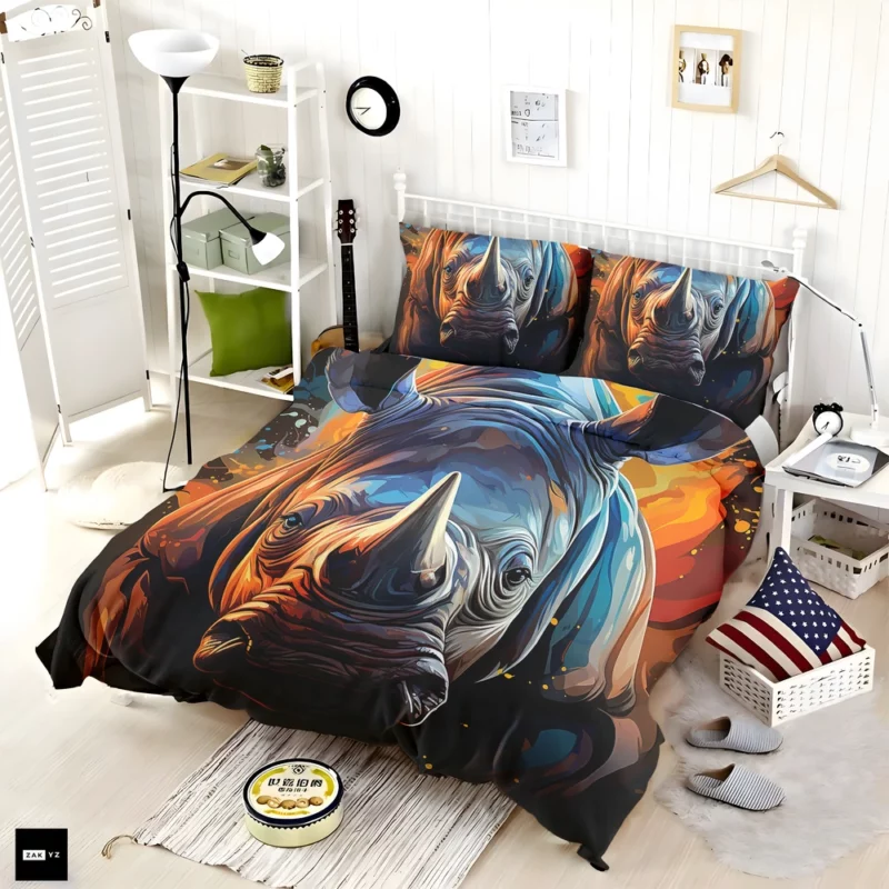 Rhino Silhouette Artwork Bedding Set