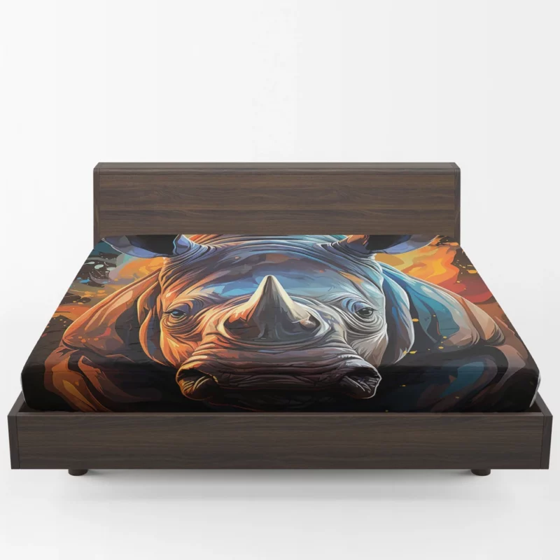 Rhino Silhouette Artwork Fitted Sheet 1