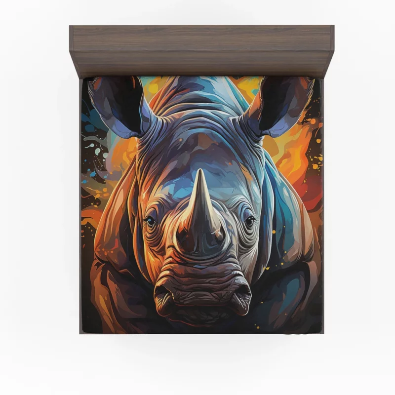 Rhino Silhouette Artwork Fitted Sheet