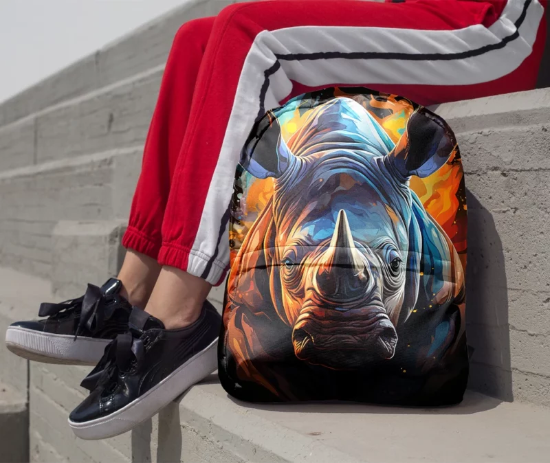 Rhino Silhouette Artwork Minimalist Backpack 1