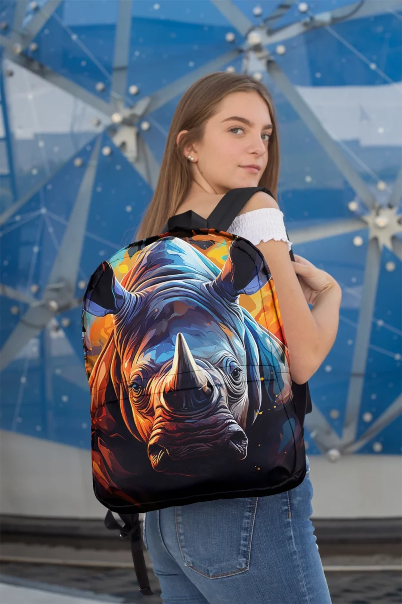 Rhino Silhouette Artwork Minimalist Backpack 2