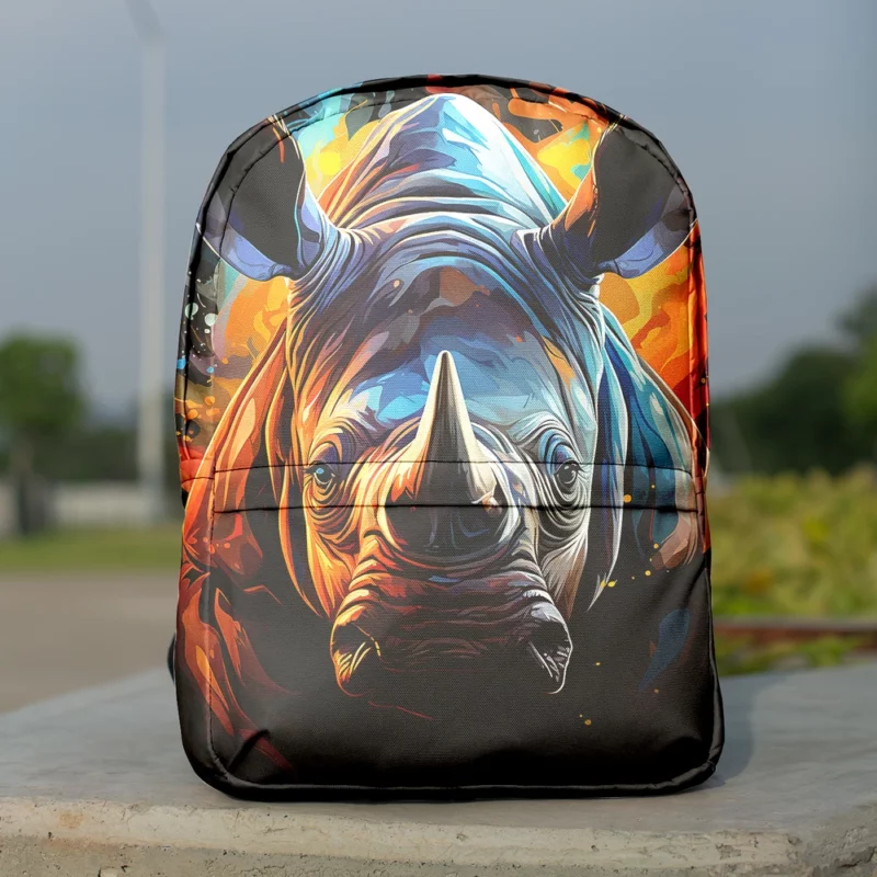 Rhino Silhouette Artwork Minimalist Backpack