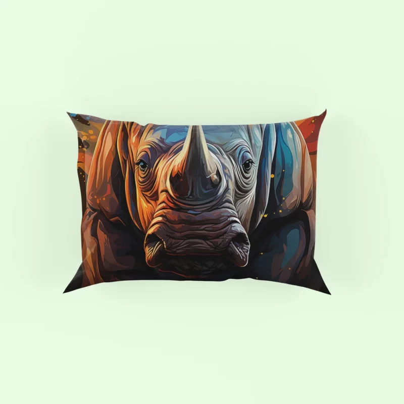 Rhino Silhouette Artwork Pillow Case