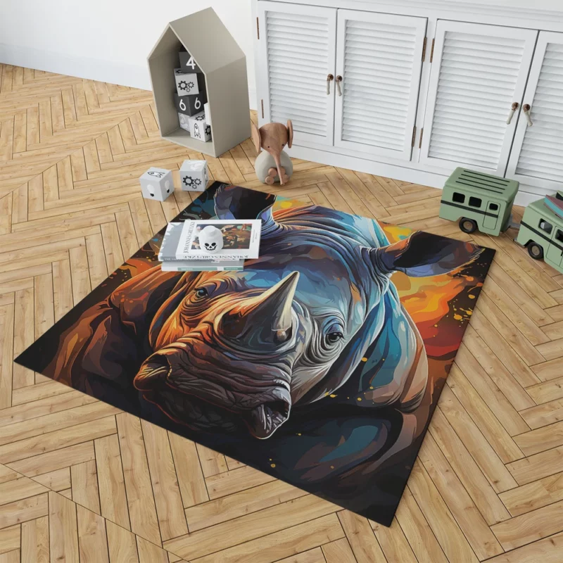 Rhino Silhouette Artwork Rug 1