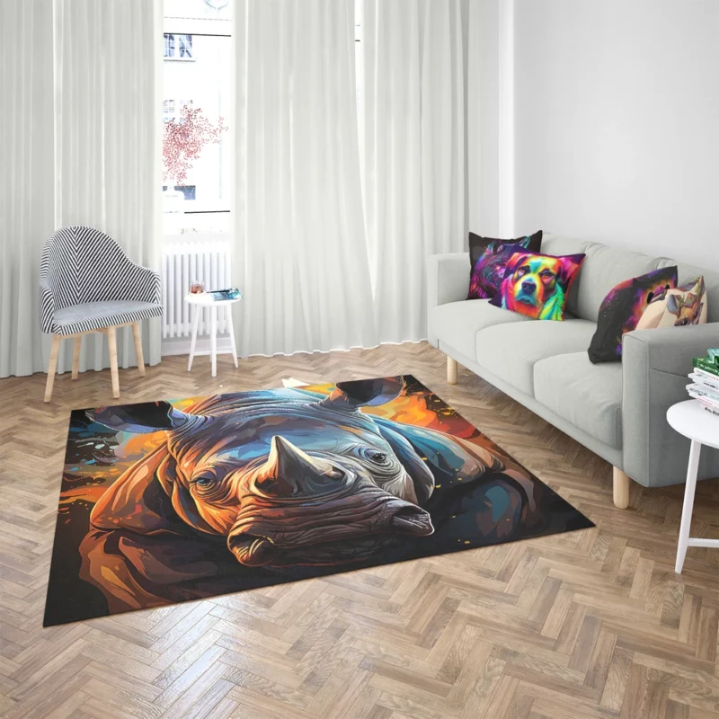 Rhino Silhouette Artwork Rug 2