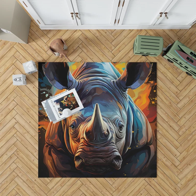 Rhino Silhouette Artwork Rug