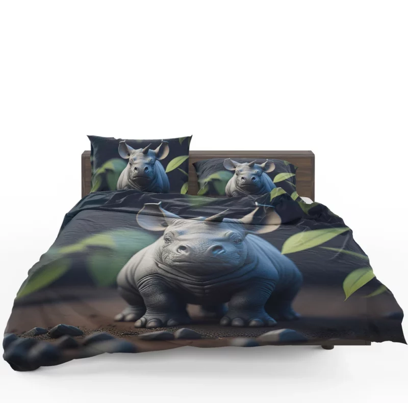 Rhino Statue Artwork Bedding Set 1