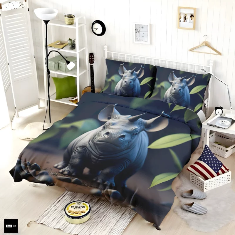 Rhino Statue Artwork Bedding Set