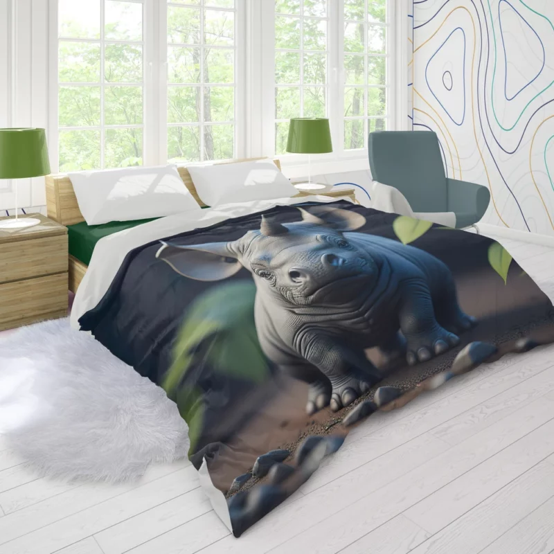 Rhino Statue Artwork Duvet Cover