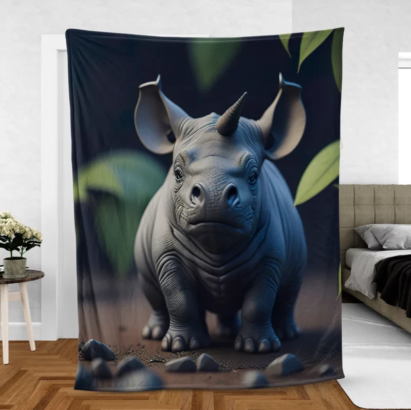 Rhino Statue Artwork Fleece Blanket