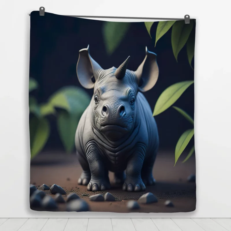 Rhino Statue Artwork Quilt Blanket 1