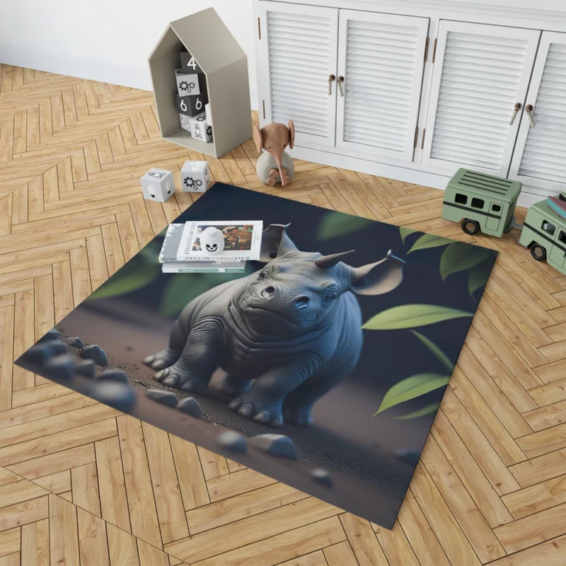 Rhino Statue Artwork Rug 1