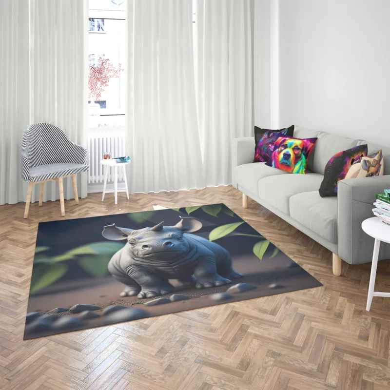 Rhino Statue Artwork Rug 2