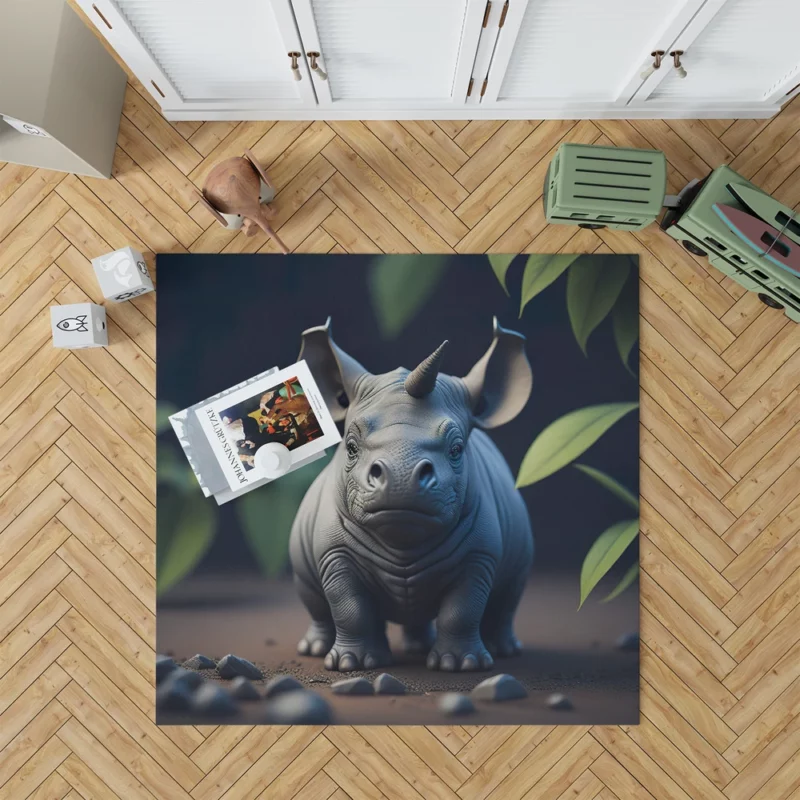 Rhino Statue Artwork Rug