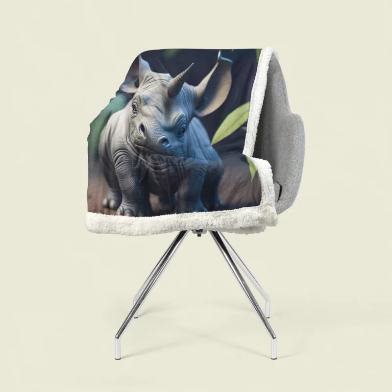 Rhino Statue Artwork Sherpa Fleece Blanket 1