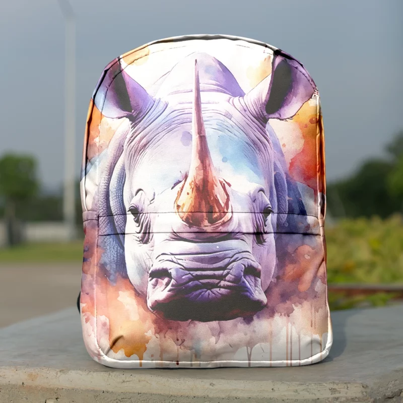 Rhino Watercolor Abstract Art Minimalist Backpack