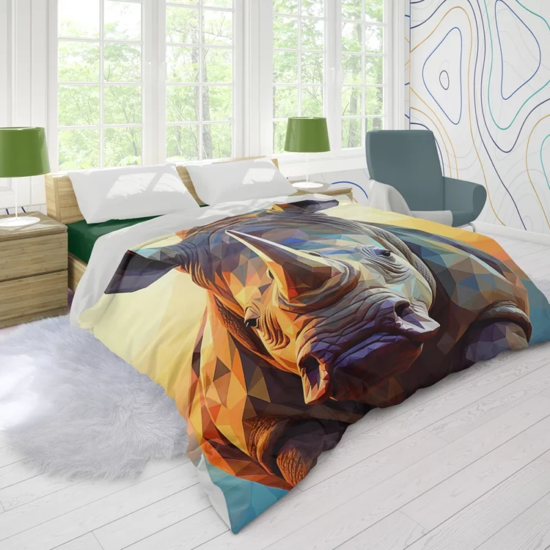 Rhino With Colorful Background Duvet Cover