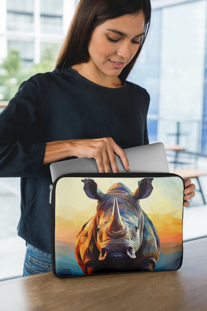 Rhino With Colorful Background Laptop Sleeve 1