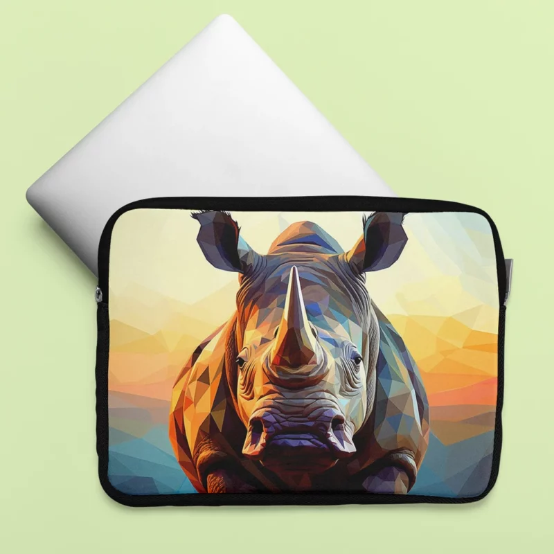 Rhino With Colorful Background Laptop Sleeve