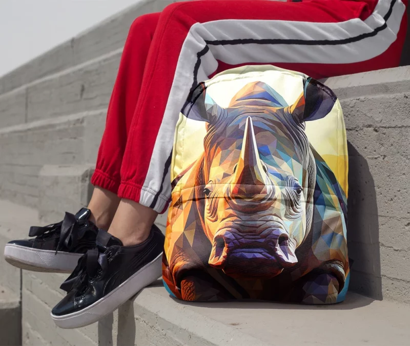 Rhino With Colorful Background Minimalist Backpack 1