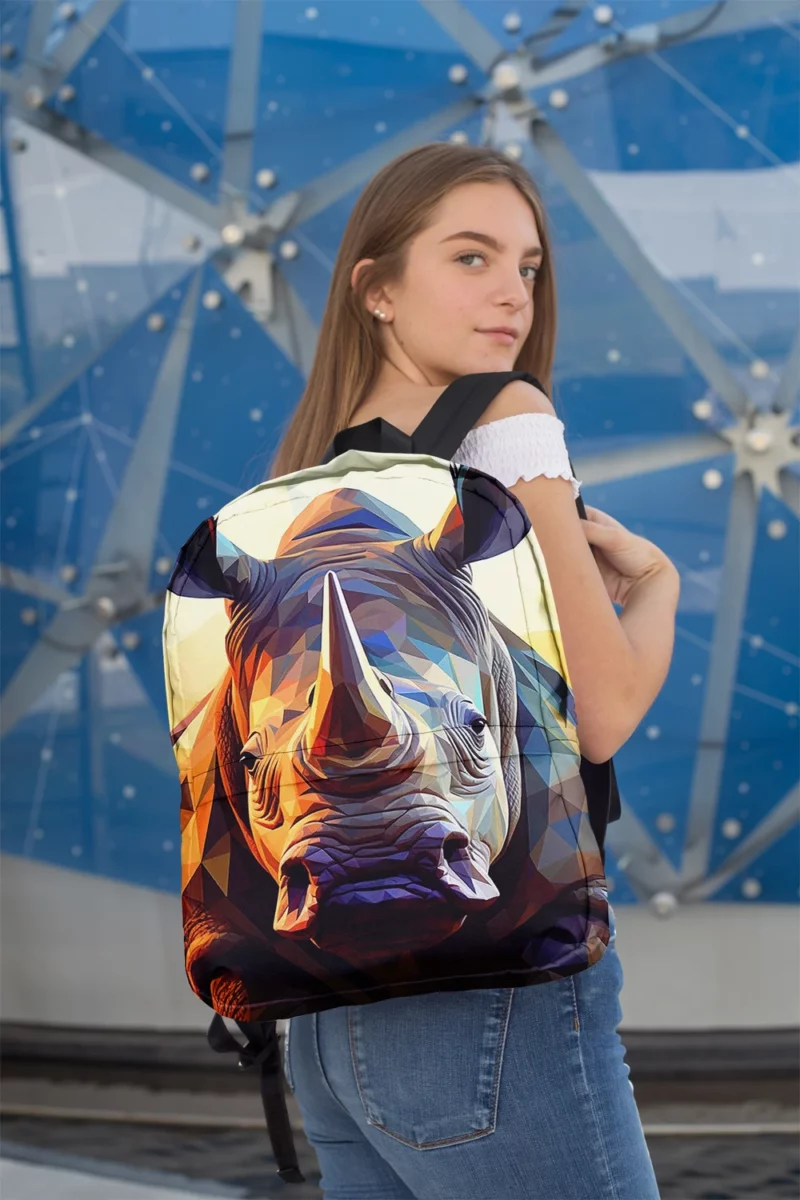 Rhino With Colorful Background Minimalist Backpack 2