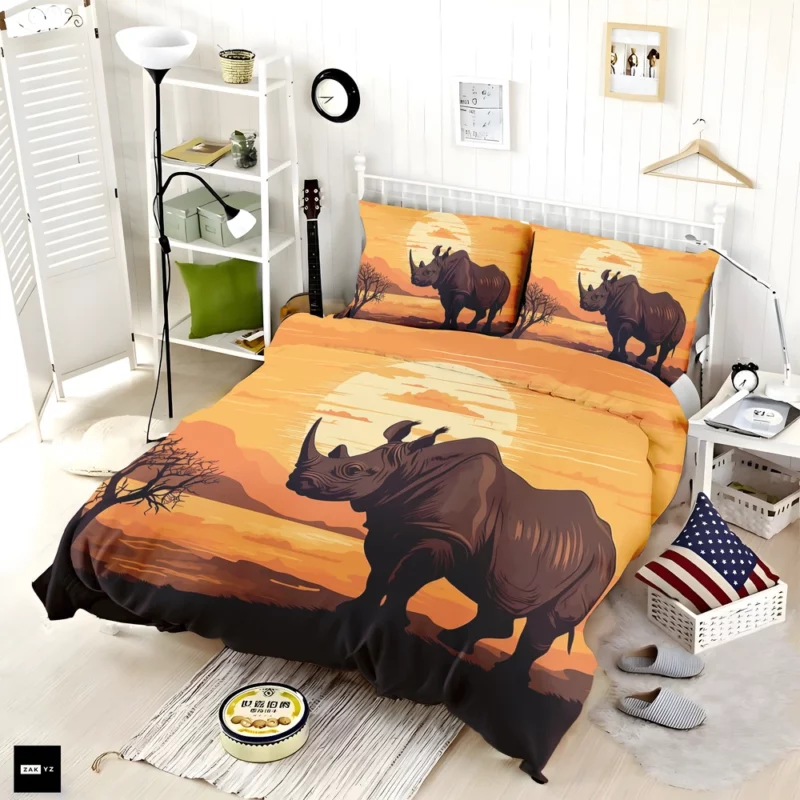 Rhino at Sunset Bedding Set