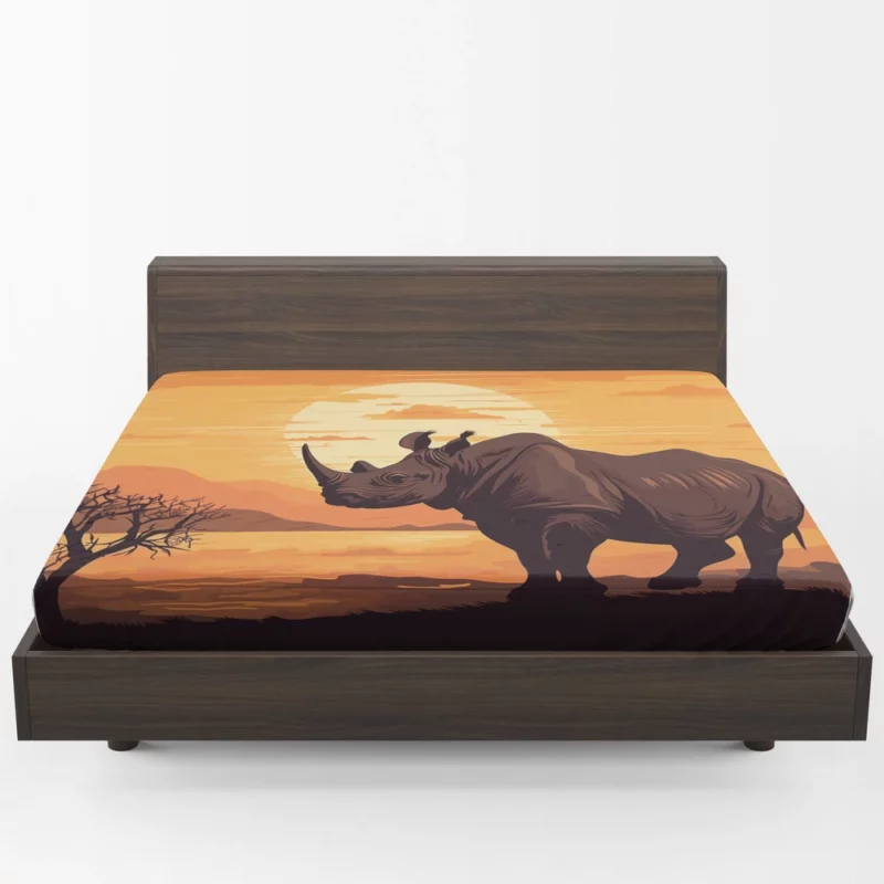 Rhino at Sunset Fitted Sheet 1