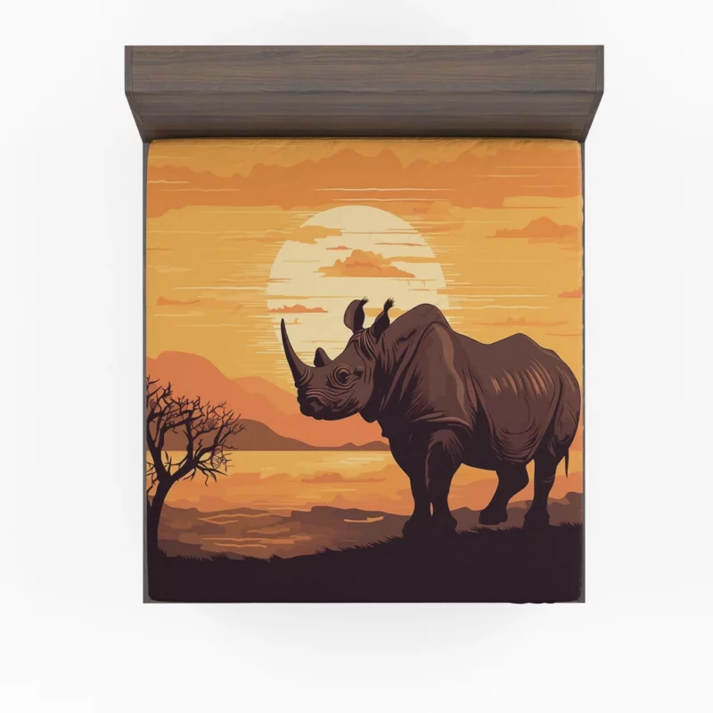 Rhino at Sunset Fitted Sheet