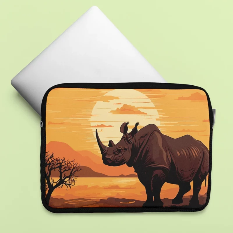 Rhino at Sunset Laptop Sleeve