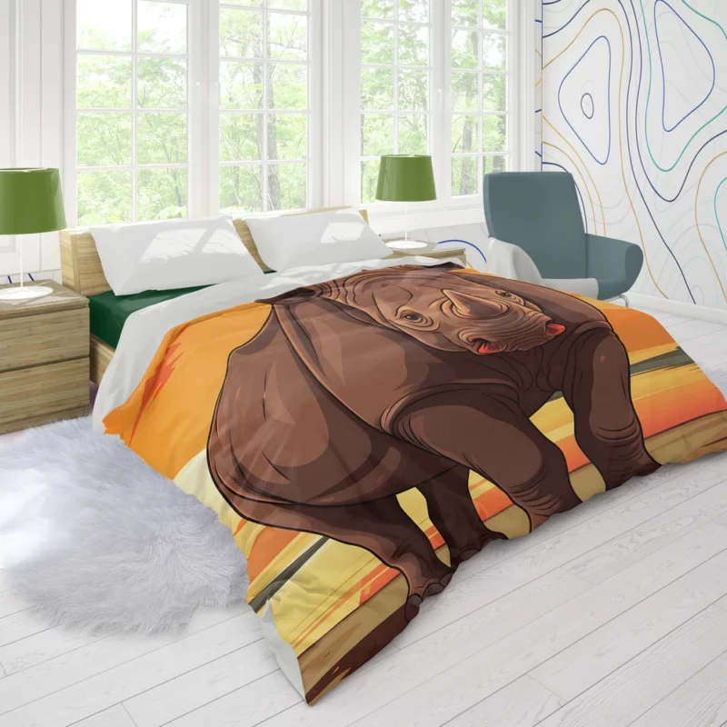 Rhino in the Savannah Duvet Cover