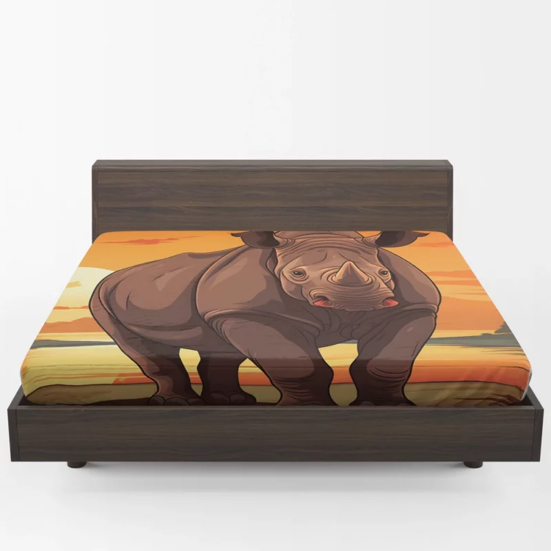 Rhino in the Savannah Fitted Sheet 1