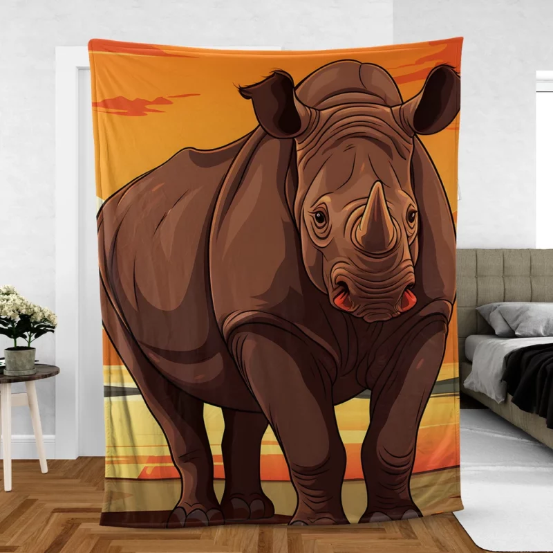 Rhino in the Savannah Fleece Blanket