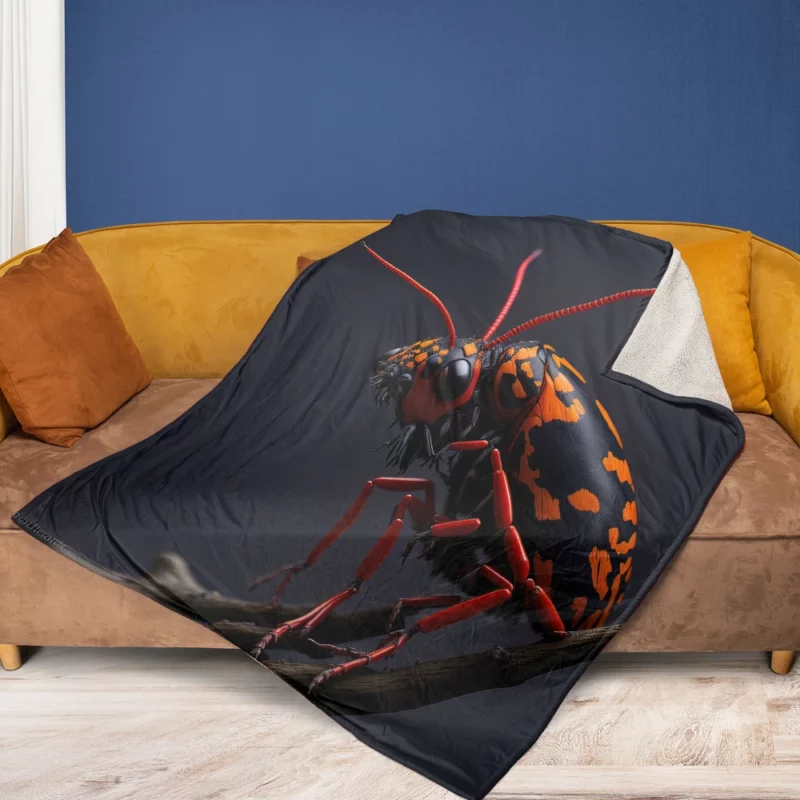 Rhinoceros Beetle With Label Fleece Blanket 1