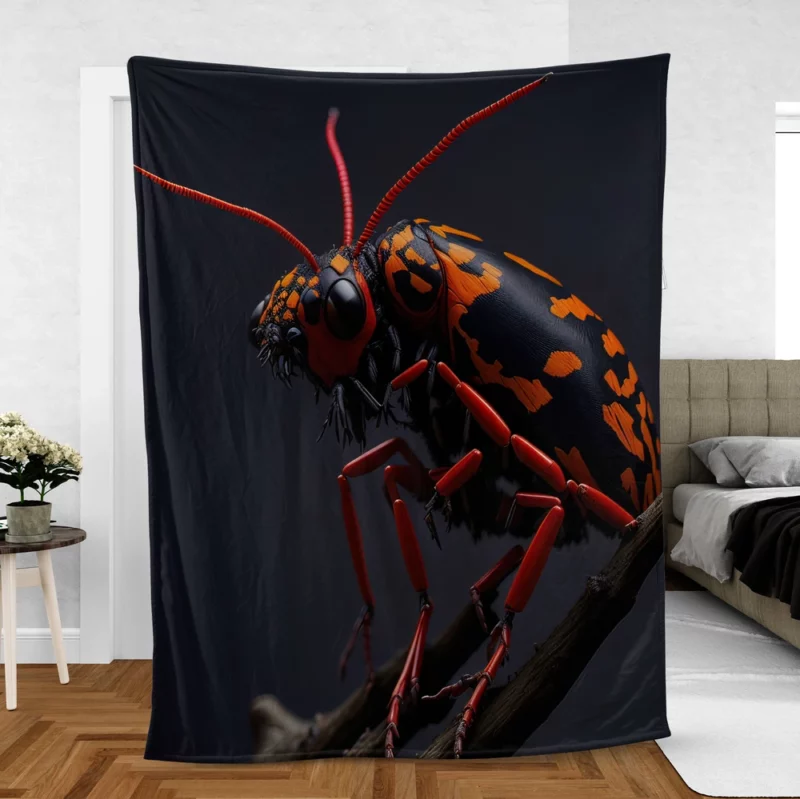 Rhinoceros Beetle With Label Fleece Blanket