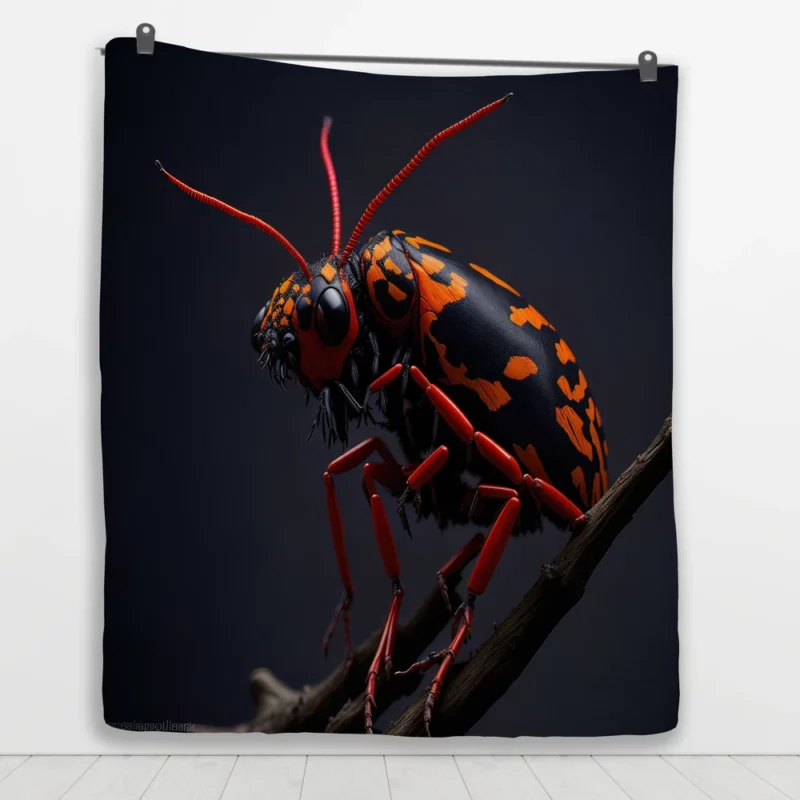 Rhinoceros Beetle With Label Quilt Blanket 1