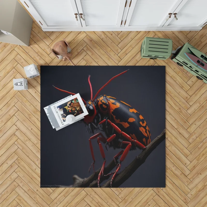 Rhinoceros Beetle With Label Rug