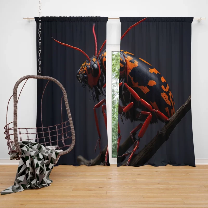 Rhinoceros Beetle With Label Window Curtain