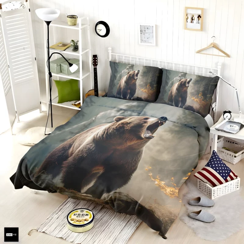 Roaring Bear in the Forest Bedding Set
