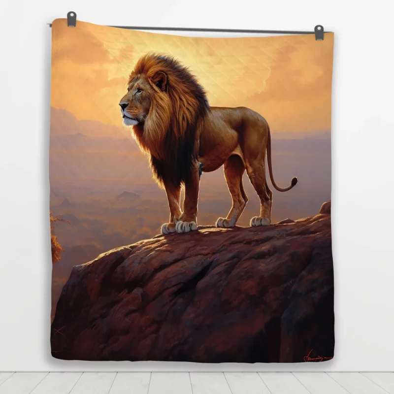 Roaring Lion at Sunset Quilt Blanket 1