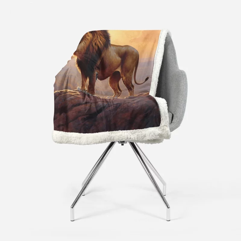 Roaring Lion at Sunset Sherpa Fleece Blanket 1