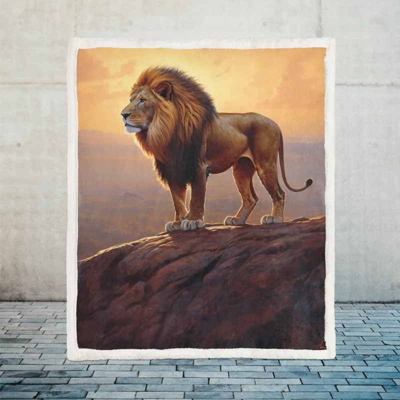 Roaring Lion at Sunset Sherpa Fleece Blanket