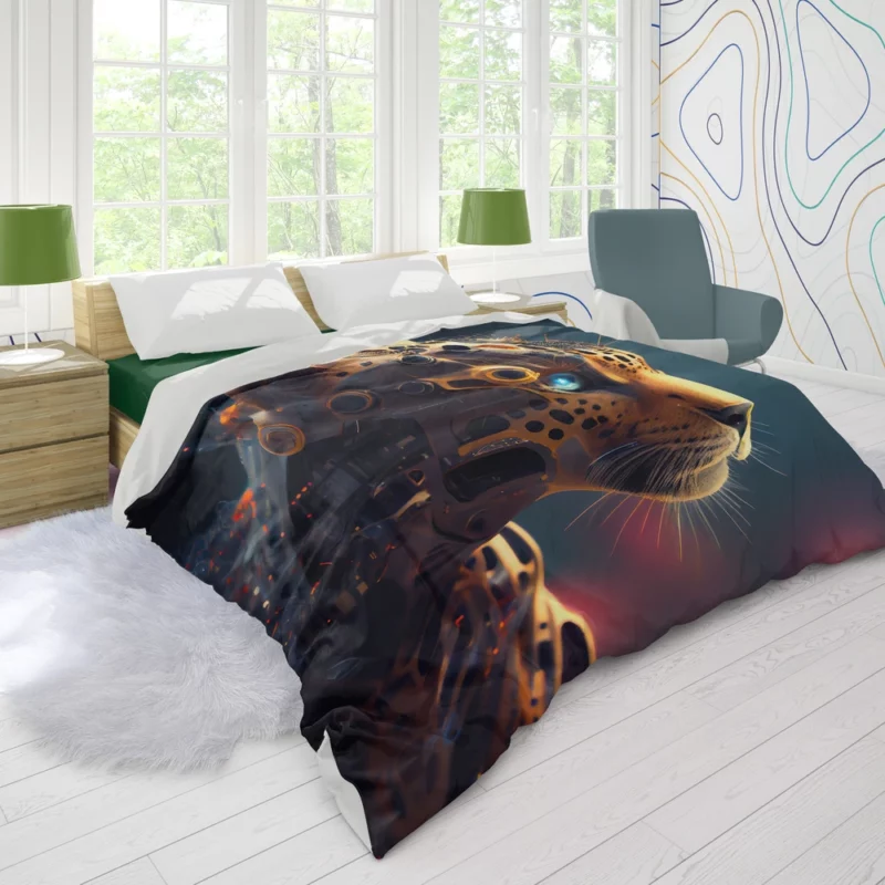 Robot Cat Portrait Duvet Cover