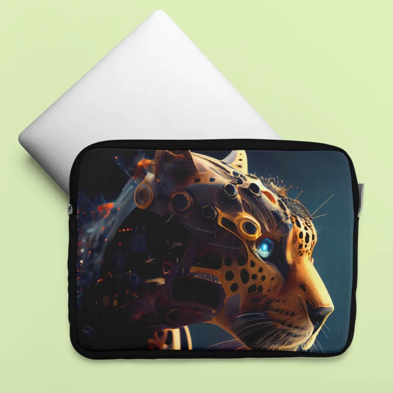 Robot Cat Portrait Laptop Sleeve